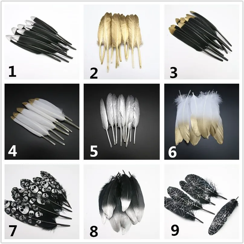 

20pcs 31 styles diy feather Wedding costume jewelry accessories Spray gold feathers Small straight knife golden feather AC063