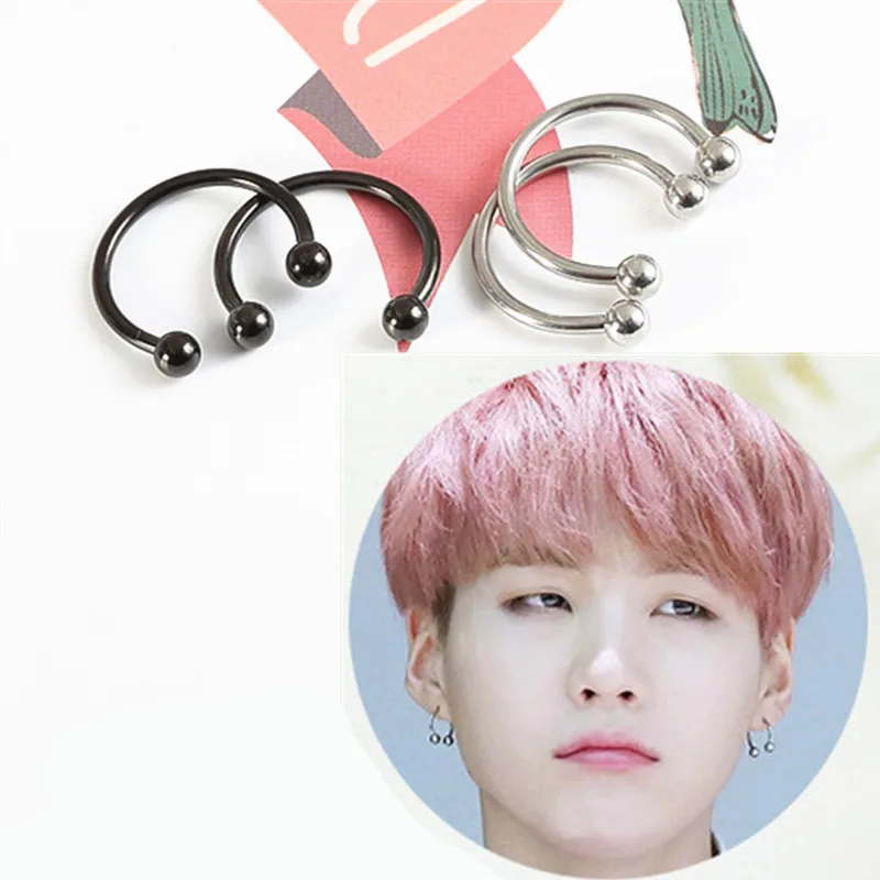 

KPOP DNA Korean V Rock Star Titanium Steel Hangtag Korea Stud Earrings Bangtan Boys Earring Bulletproof Boy Scouts Ear Jewelry