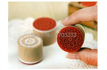 

DHL Free Shipping 300pcs New sweet lace series wood round stamp / gift stamp / 6 designs Wholesale #FJ53