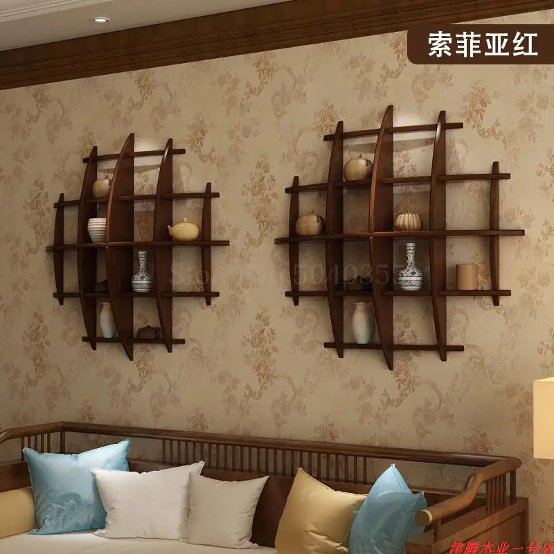 Настенный павильон Duobao старинный деревянный китайский чайник полка для гостиной