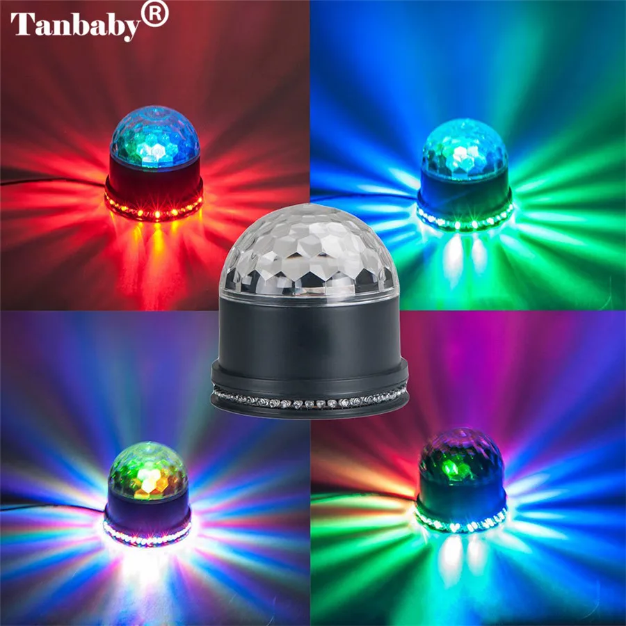 Tanbaby 48 светодио дный LED RGB сценический Свет Звук Активированный Авто RGB Мини Вращающийся волшебный диско шар стробоскоп люминесцентные