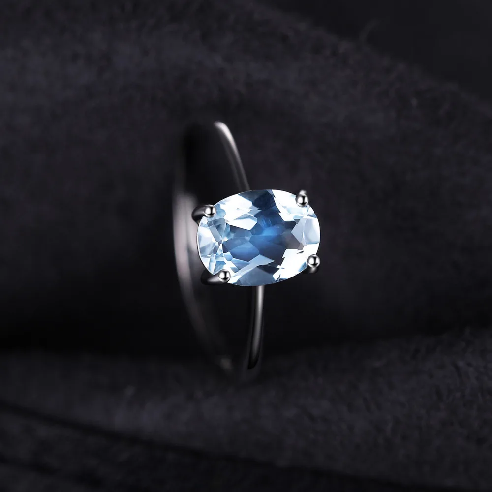 JewelryPalace Овальный 1.5ct Природный Голубой Topazss камень пасьянс кольцо Твердые