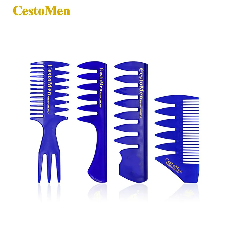 

CestoMen Series Hairdressing Insert Curly Hair Afro Comb Oil Slick Hair Styling Men Combs Wide Tooth Professional Pomade Comb
