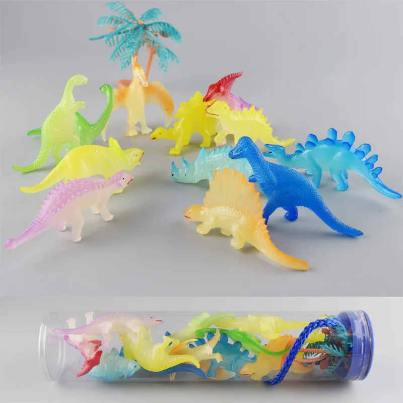 

12pcs/lot Luminous Dinosaur Toy Plastic Play Toys Glow Light Dinosaur Model Action&Figures Gift for Children