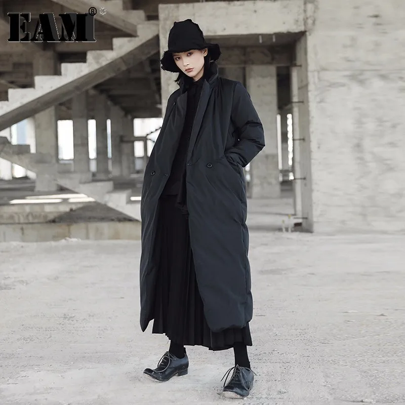 Manteau rembourré Noir Grande eam Manches Coton De Nouveau Black Couleur 2019 À Solide Longues Jd16 Montant Taille Évent Marée Col Mode Printemps Femmes 7qOa6wvq