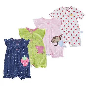 

Baby clothes summer newborn jumpsuit coverall Korean style cartoon mouse cotton short sleeve jumpsuit romper girls baby costume