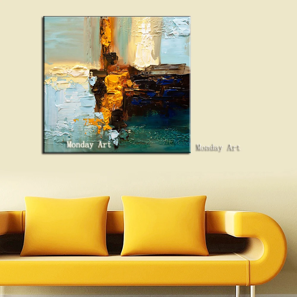AA Special-gift-Modren-Handmade-abstract-Yellow-color-pictures-Home-Decor-Wall-Arts-Oil-Painting-for-living
