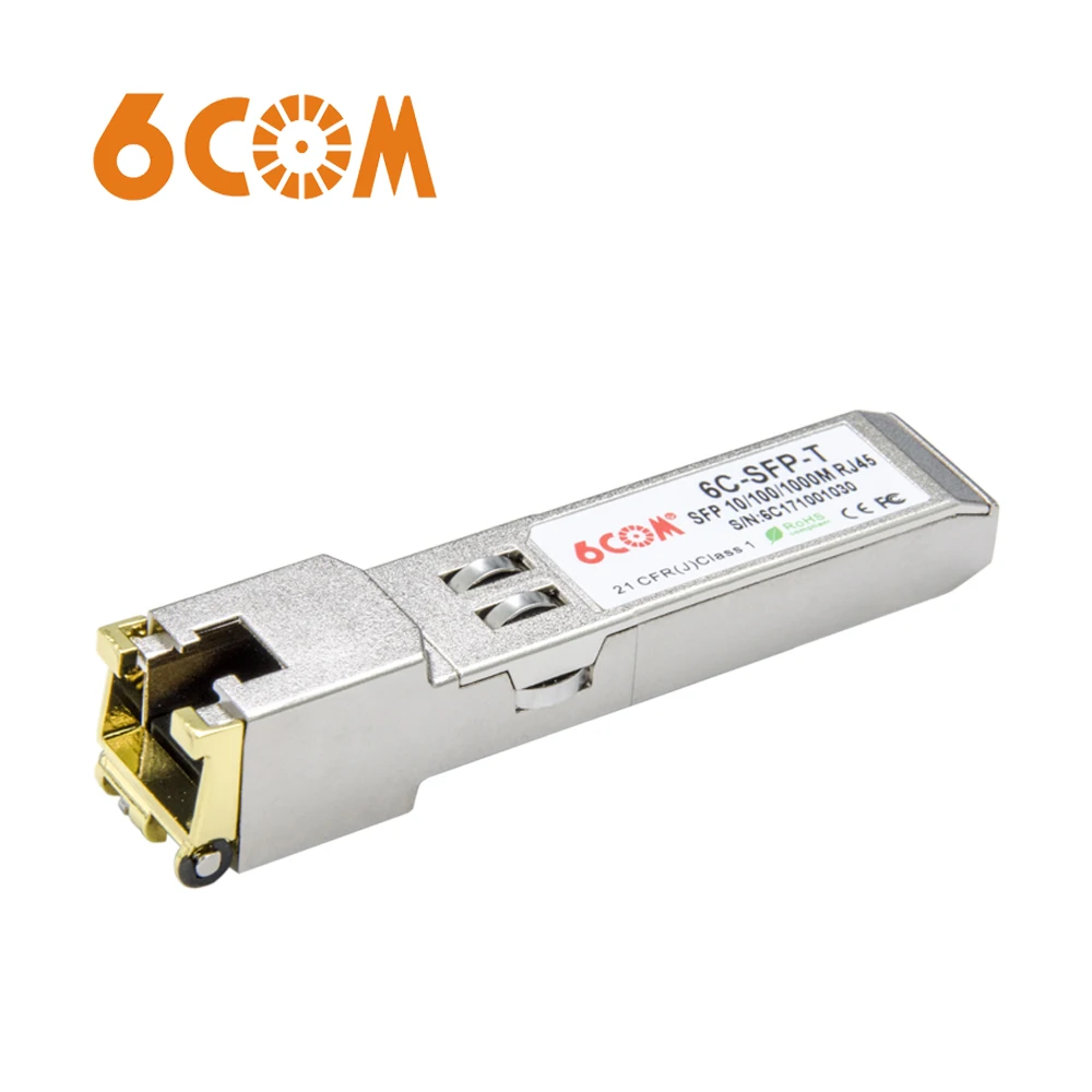 6COM универсальный совместимый 10/100/1000BASE-T SFP медный RJ-45 100 м трансивер