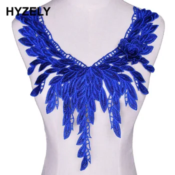 

1pc Embroidery Lace Collar Applique Venise Blue Flower Lace Neckline Fabric DIY Lace Fabrics for Sewing Supplies Crafts NL374