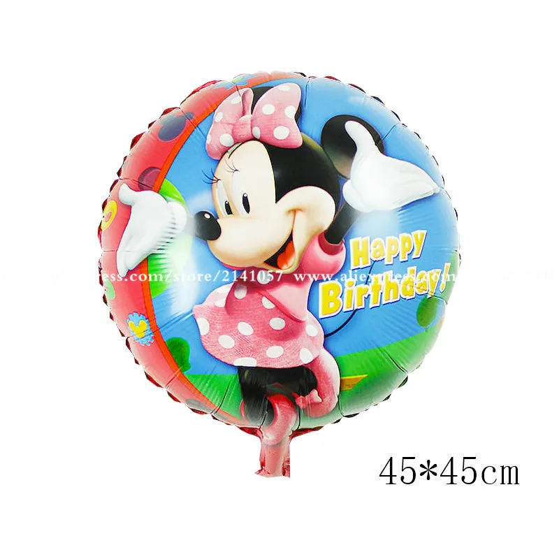 1 шт. 112 см большой гигантский Микки воздушный шар из фольги Минни Мини Микки воздушный шарик большой красный бант стоящий Гелиевый шар игрушки подарок - Цвет: 45x45 Birthday Minni