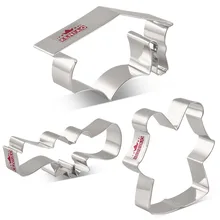 KENIAO Выпускной набор печенья резак-3 шт-мерный колпачок, выпускное платье помадка/биккуит резак-нержавеющая сталь