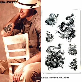 

Nu-TATY Sexy black dragon Temporary Tattoo Body Art Flash Tattoo Stickers 17*10cm Waterproof Fake Tatoo Car Styling Wall Sticker