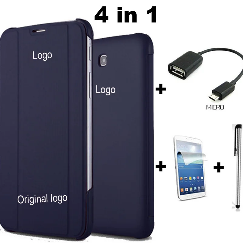 

Tab4 T230 Case PU Leather Stand Flip Case Cover for Samsung Galaxy Tab 4 7.0 T230 T231 T235 + Film + Stylus + OTG