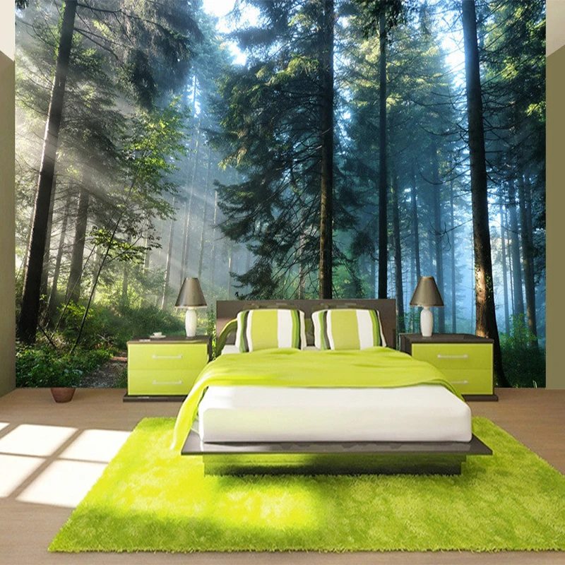 مخصص 3D أشعة الشمس الغابات الطبيعة صورة المشهد جدارية خلفيات المعيشة غرفة نوم خلفية جدار تصميم جدارية Papel دي Parede