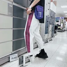 Outdoor 2019 Summer thin loose striped joggers running harem pants men elastic waist teenagers Drawstring trousers Outdoor 2019 Summer thin loose striped joggers running harem pants men elastic waist teenagers Drawstring trousers