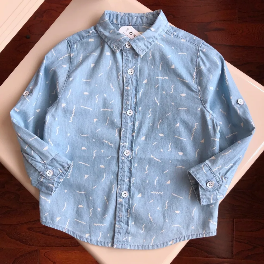 

Cotton children's shirt spring and autumn denim shirt boys and girls shirt