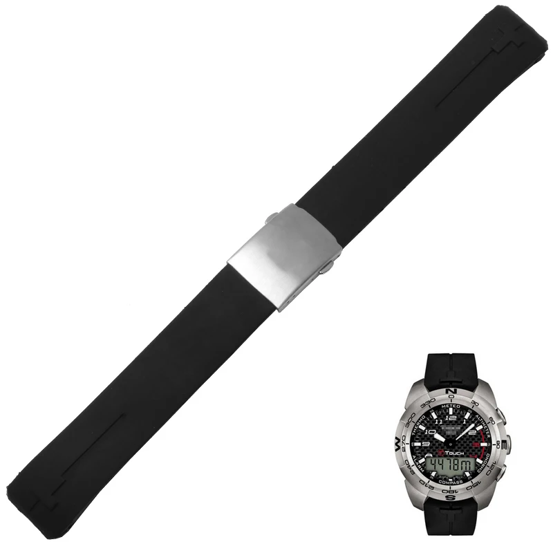 Ремешок для часов T013 силиконовый со складной застежкой 21*20 мм|watch strap|silicone watch