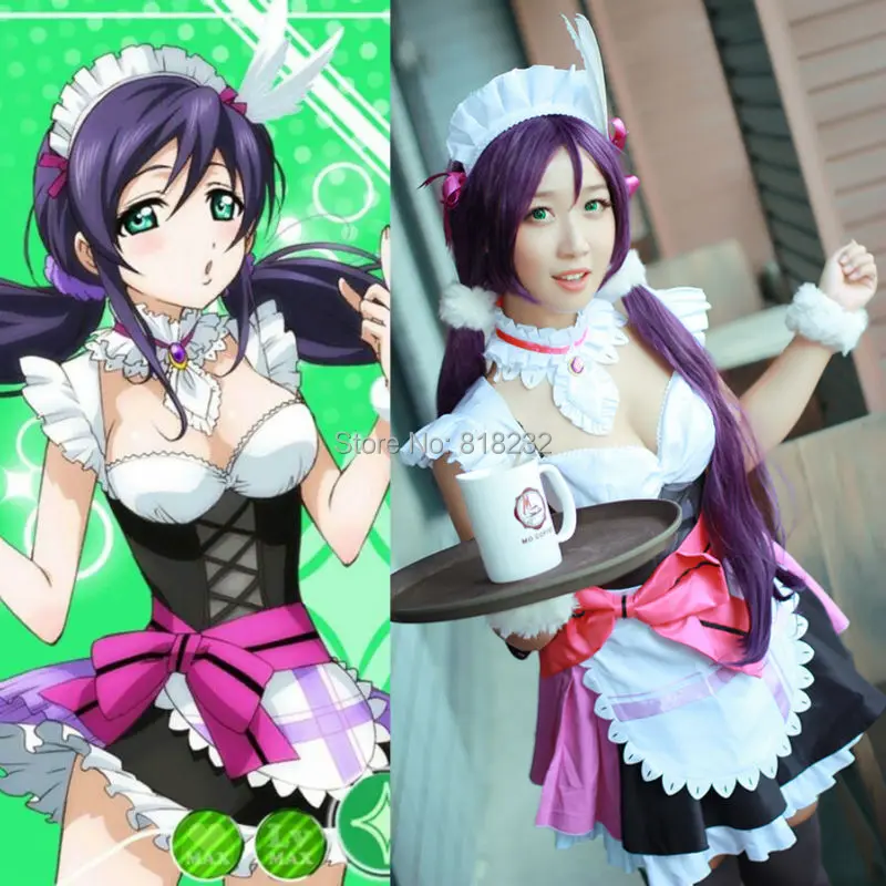 Lovelive! Платье-фартук для горничной Love Live Nozomi Tojo Униформа костюмы костюмированной