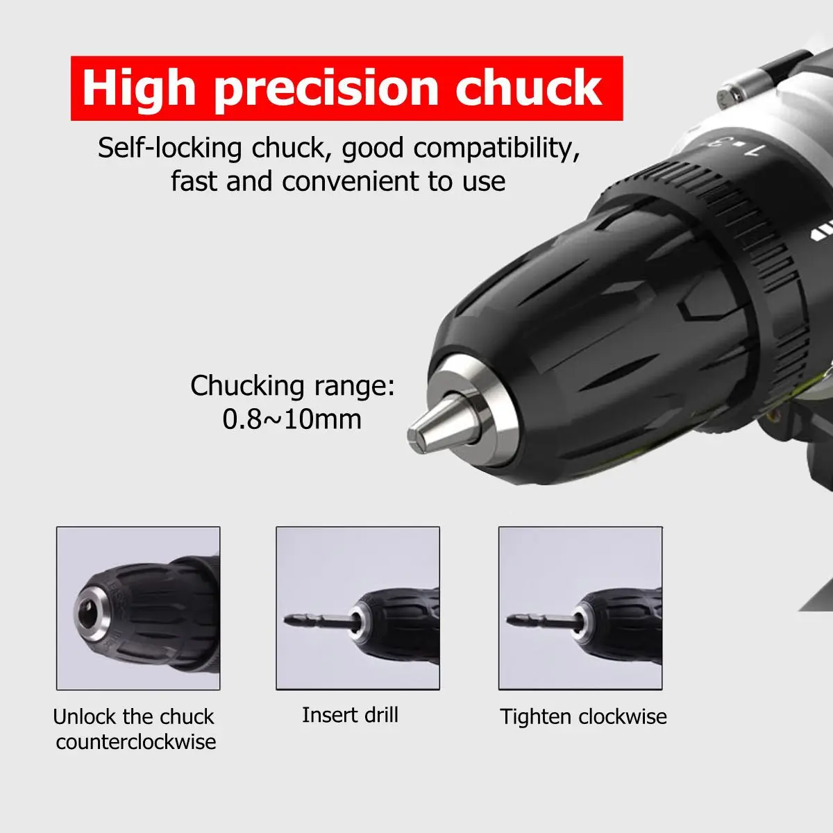 Professional 48Vf Cordless drill Daul-Speed Adjustment LED lighting Large capacity battery 50Nm 16+1 torque 28pcs Accessories