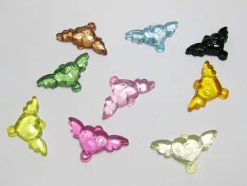 

300 Color Acrylic Heart Fly Wing Charm 2-Hole Connecter 24X14mm