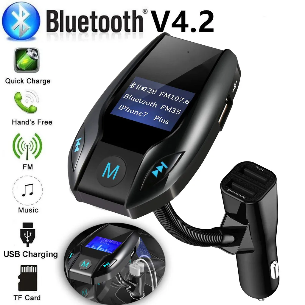 Bluetooth автомобильный fm-передатчик MP3-плеер Hands Free радио адаптер Комплект USB зарядное устройство Поддержка AUX вход и выход