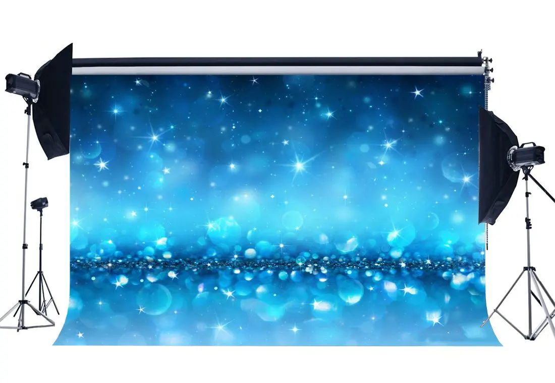 

Blue Bokeh Backdrop Glitter Sequins Backdrops Photography Background for Girls Lover Wedding Party Decoration