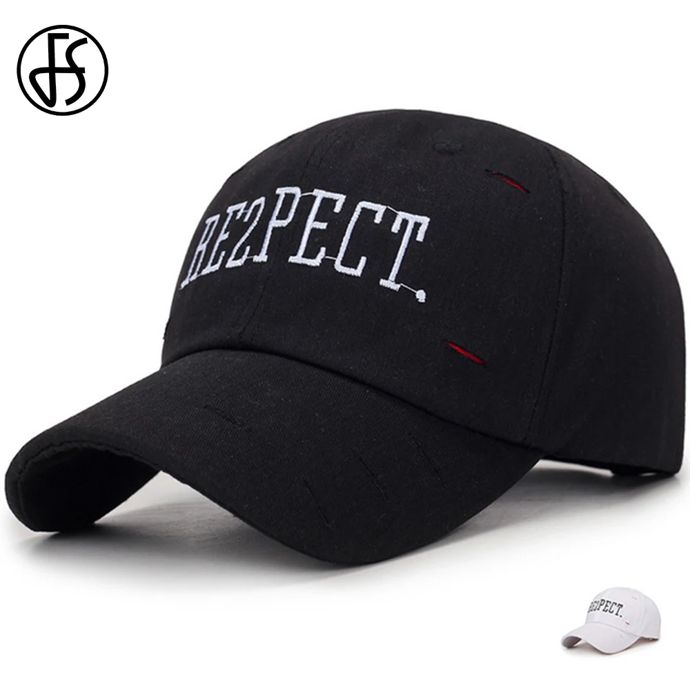 FS Spring Letter Embroidery Funny Cap For Men Women Baseball Hats Snapback Dad Hat Black White