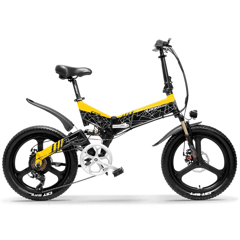 Cheap Lankeleisi G650 Electric Folding Bicycle full suspension 7 Speeds 500W Motor 48V 12.8AH Battery light weight frame 0