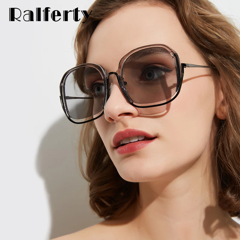 

Ralferty Oversized Fashion Sunglasses Women Clear Lens Sun Glasses For Women Style Ladies Shades 2019 lunette Oculos W95015