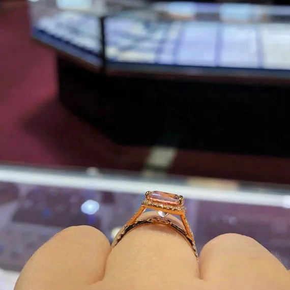 Роскошный женский камень цвета шампань кольцо браслет горный хрусталь Свадебные кольца на палец для женщин обручальное кольцо из розового золота обручальное кольцо ювелирные изделия