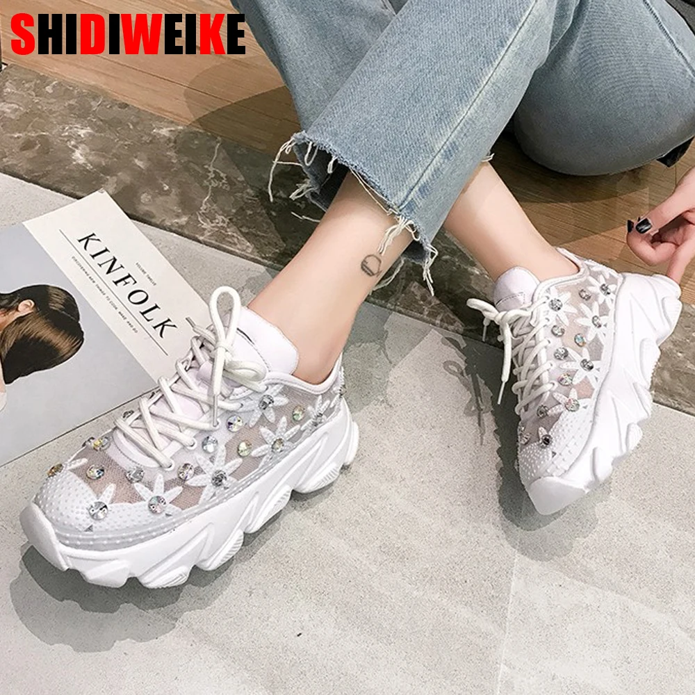 

Fashion women's shoes high heel summer sequins shiny women's shoes with breathable mesh casual shoes women's sports shoes f502