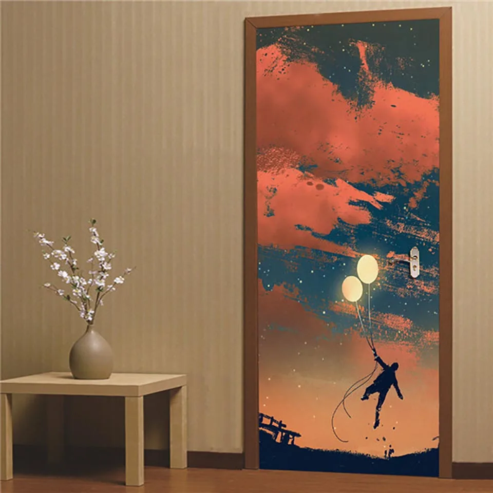 

Sticker On The Door Self Adhesive Scenic Forest Wallpaper Diy Print Picture Wall Art Home Decor Mural Wardrobe Renovation Decal