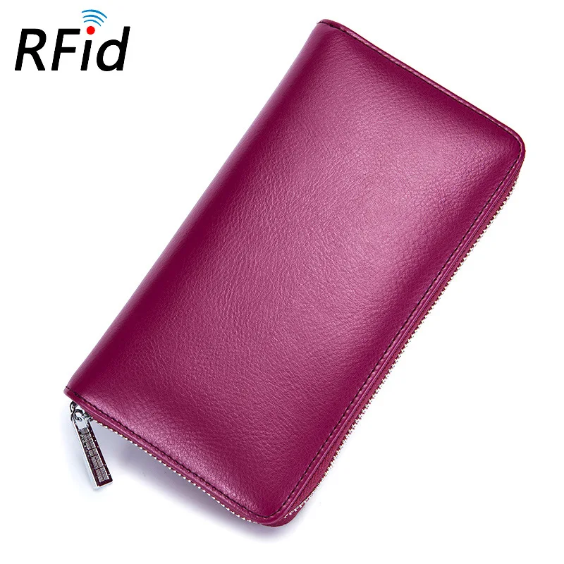 Длинный кошелек из натуральной кожи Rfid женские и мужские бумажники сумочки