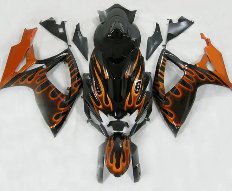 

3Gifts New ABS bodywork Fairings Kit set Fit For SUZUKI GSX-R600 GSX-R750 06 07 600 750 K6 GSXR 600 750 2006 2007 Orange Flame