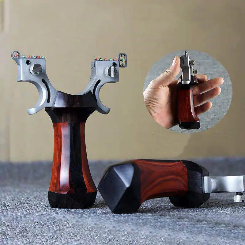 Catapulta de Aço Inoxidável e Punho de Madeira com Faixa de Borracha Caça Profissional Estilingue Plana Novo 2020 5 Cheap Arco e flecha