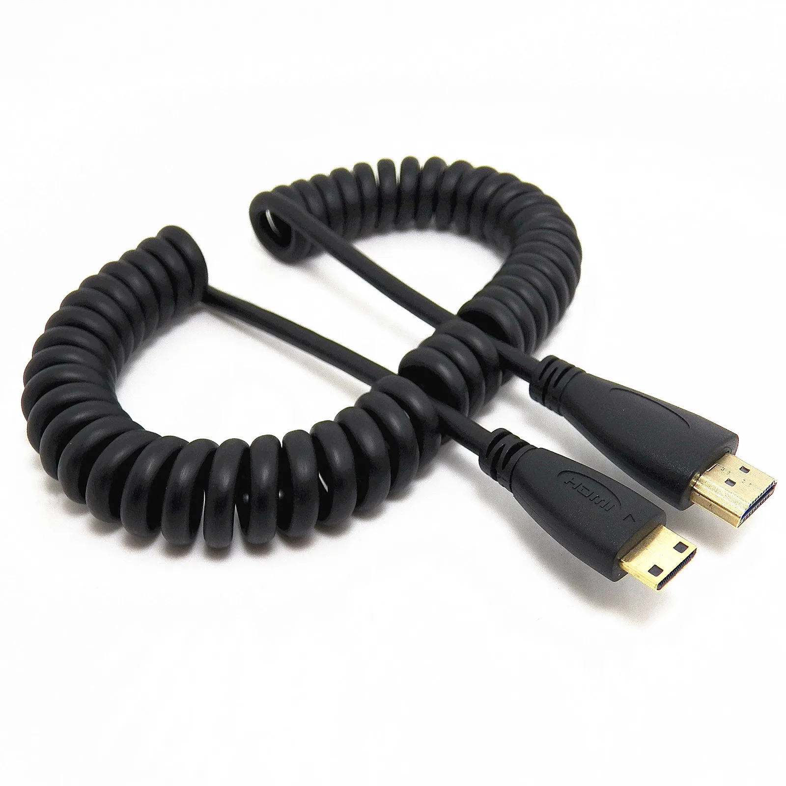 Micro HDMI Mini HDMI 90 градусов угловой штекер к HDMI растягивающийся пружинный кабель спиральный Разъем