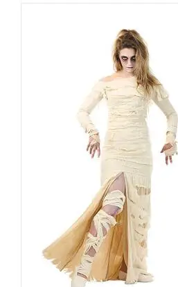 Стиль Высокое качество Хэллоуин Подсолнух Тыква костюмы зомби Мумия косплей одежда жуткий маскарадный костюм - Цвет: Бежевый