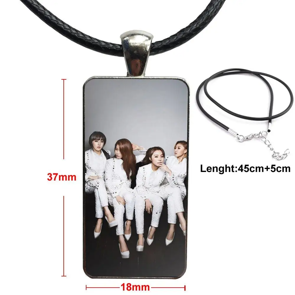 

For Women Kids Gift Glass Cabochon Pendant Necklace Rectangle Fashion Necklace Mamamoo Korean Group Wallpaper