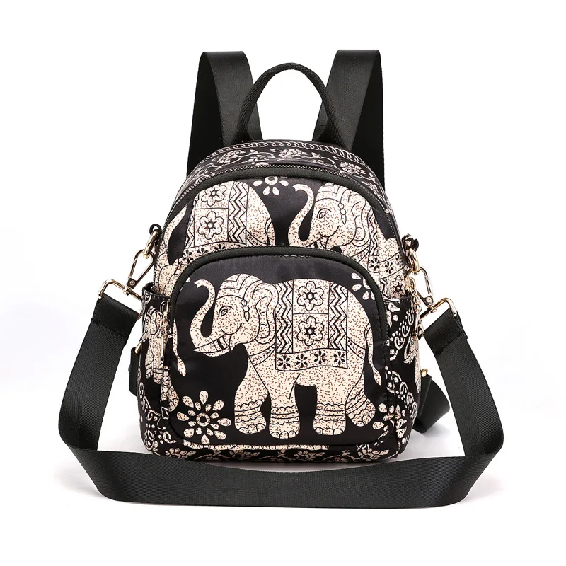 Baigou Purchase Chileopard Woman Pack and Woman's Shoulder Pack Nylon Pack National Wind Printing Backpack Waterproof Pack