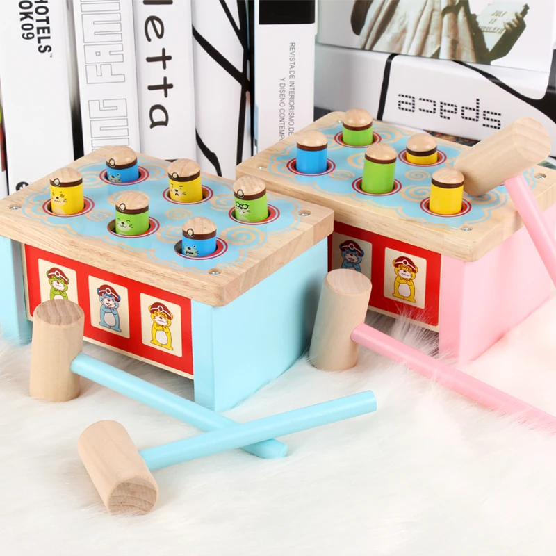 Unisex Toddler Early Educational Wooden Toys Whackamole Noisemarker