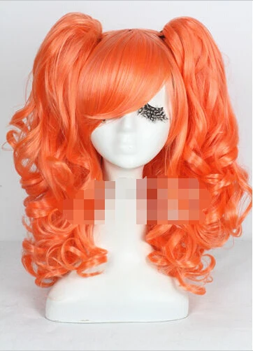 

HOT sell Free Shipping >>Beautiful Lolita Orange Cosplay Wig Animation Fashion Hair Wigs+Clip Ponytail
