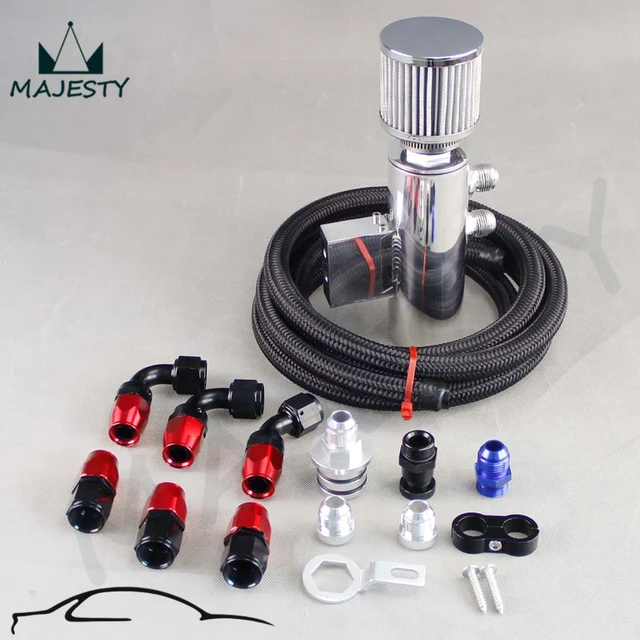 Power Driven OIL CATCH CAN / BREATHER TANK STREET KIT W/ HOSES VTEC