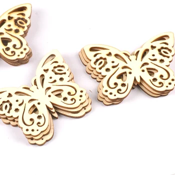 

10pcs Wooden Crafts creativity hollow out butterfly Pattern Scrapbooking Crafts wood decoration for Home Decoration m2128
