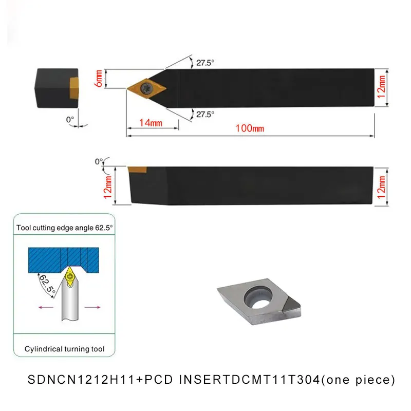 SDNCN1212H11 + DCMT11T304 PCD вставка 1 шт. Поворотная лопасть токарный станок с ЧПУ