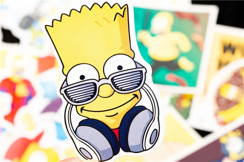 50pcsLot Funny Anime Cartoon Simpsons Graffiti Stickers For Moto Car & Suitcase Cool Laptop Stickers Skateboard Kids Stickers (13)