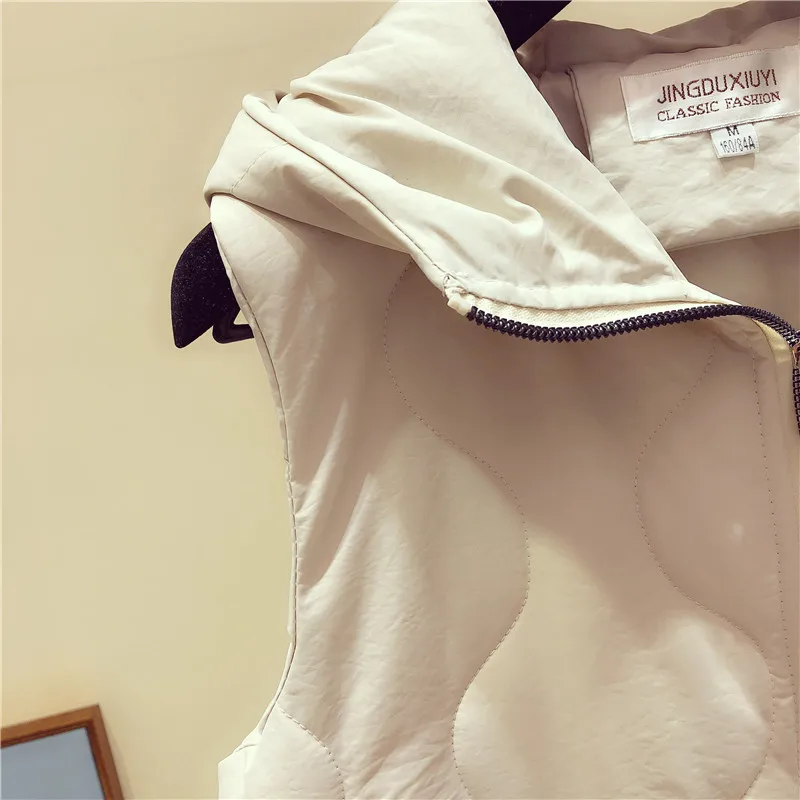 Korean Women Long Vest Winter with Pockets Sleeveless Coats Hooded Plus Size Thick Cotton Casual high quality 3XL