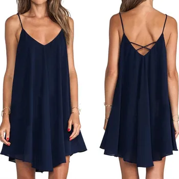 

Sexy Camisole Dress Womens Summer Casual Sleeveless V-Neck Backless Evening Party Beach Dress Short Mini Dress