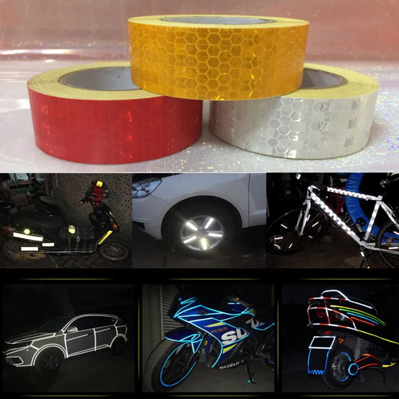

3M Safety Mark Reflective Tape Stickers Car-Styling Self Adhesive Warning Tape Automobiles Motorcycle Reflective Material