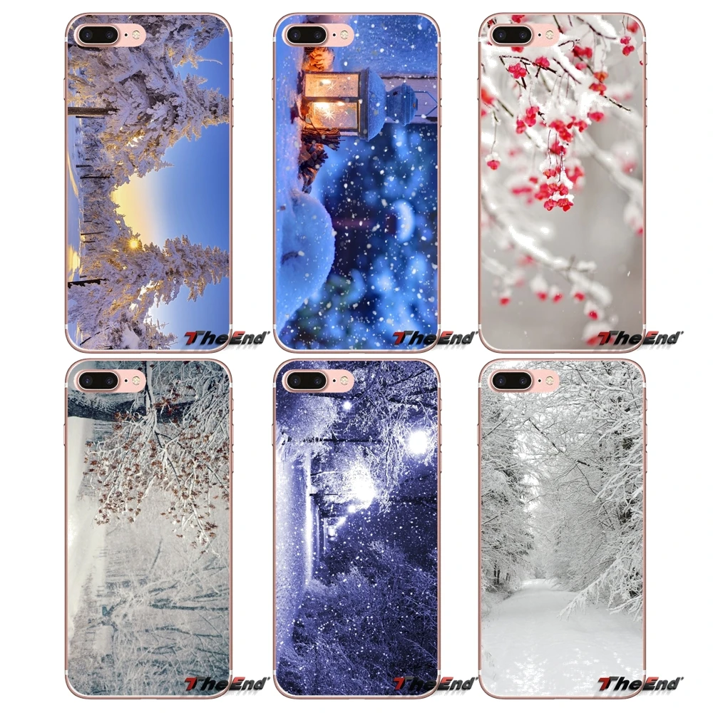 Transparent Soft Shell Covers For Samsung Galaxy J1 J2 J3 J5 J7 A3 A5 A7 2015 2016 2017 J330 J530 J730 Winter Snow | Мобильные