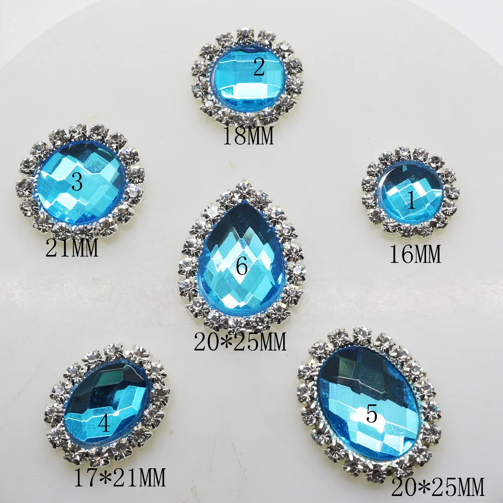 

New 10pcs/lot 6 Styles Glass Rhinestone Buttons Metal Artificial Crystal Button for Wedding Bouquet Hair Craft Ribbon Decoration